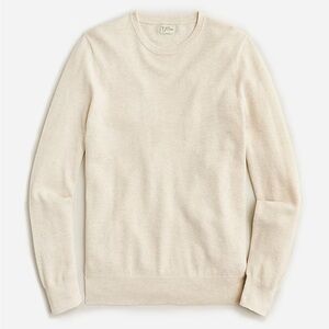 J crew heather natural Cotton piqué-stitch crewneck sweater